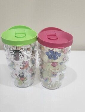 Tervis Kids Tumblers With Lids BPA Free 10 ounces - Set Of 2 - Bugs & Unicorns